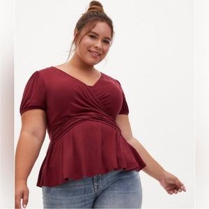 Torrid Super Soft Surplice Puff Sleeve Top